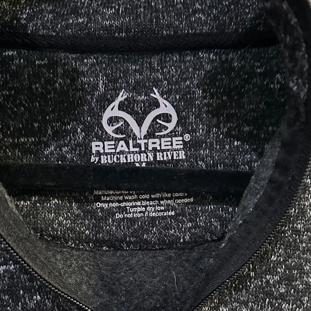 Realtree by Buckhorn River Men’s Heather Black 1/4 Zip Pullover Size Large
